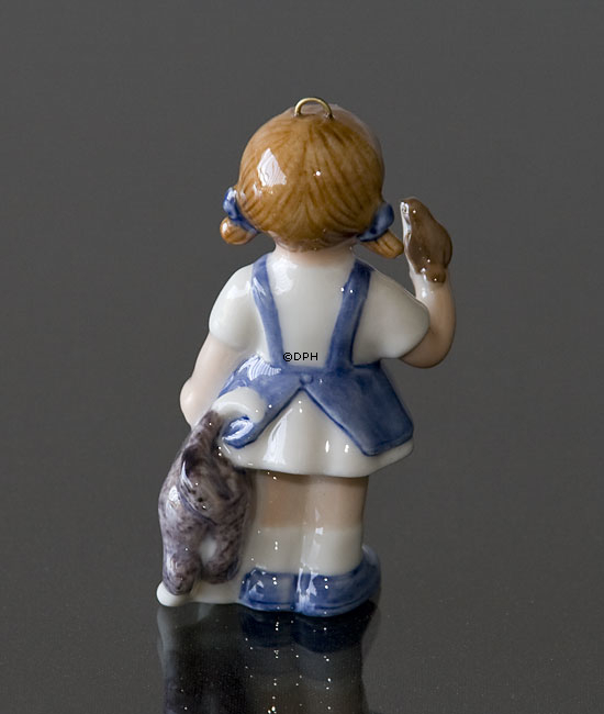 Figurornament 2001, Das Weihnachten der Kinder, Mädchen mit Katze, Sophia, Royal Copenhagen