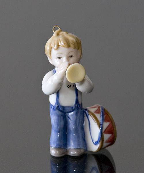 Das Weihnachten der Kinder 2002, Figurornament, Junge mit Trommel und Trompete, Royal Copenhagen
