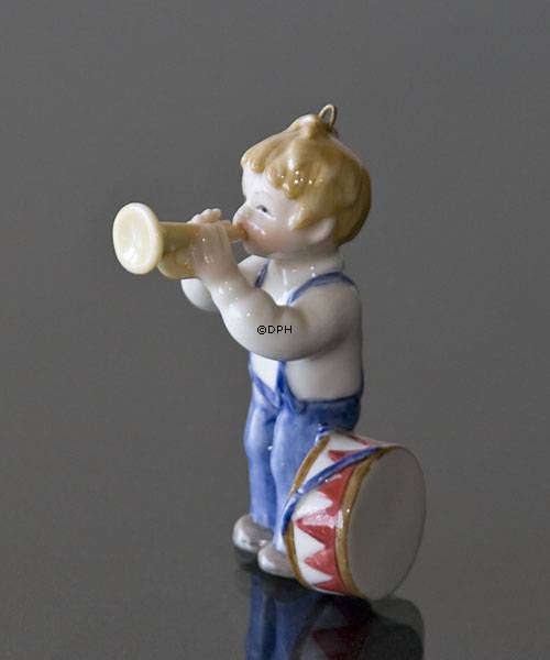 Das Weihnachten der Kinder 2002, Figurornament, Junge mit Trommel und Trompete, Royal Copenhagen