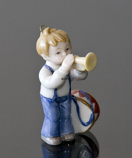 Das Weihnachten der Kinder 2002, Figurornament, Junge mit Trommel und Trompete, Royal Copenhagen