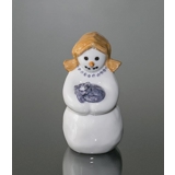 Schneemann Mutter mit Katze, Royal Copenhagen Winter Figur Nr. 018