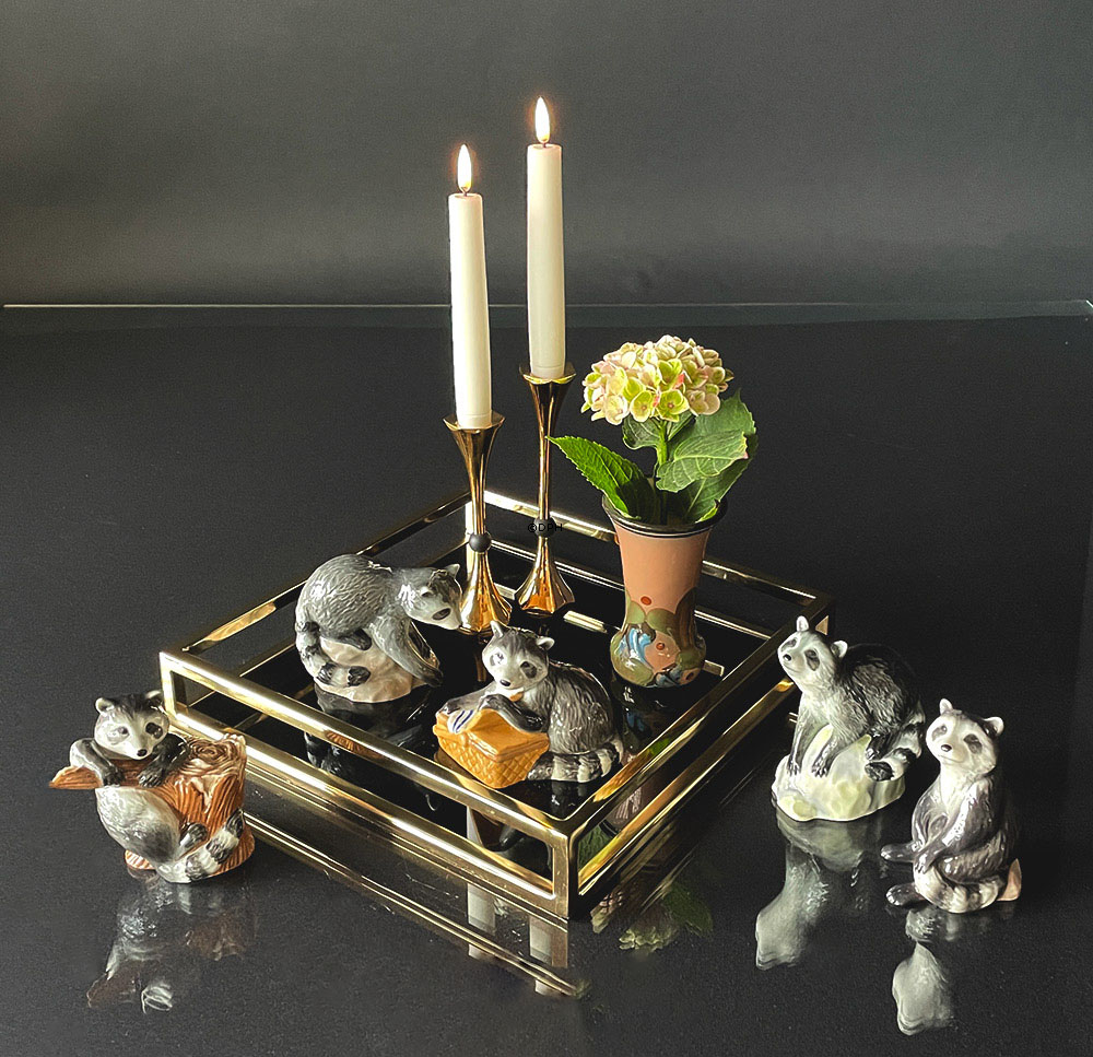 Waschbär plündert Picknickkorb, Royal Copenhagen Figur Nr. 055