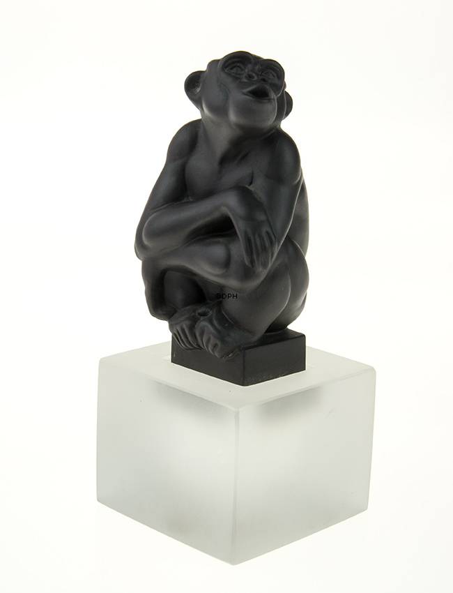 Schwarzer Schimpanse, Royal Copenhagen Affe Figur Nr. 066