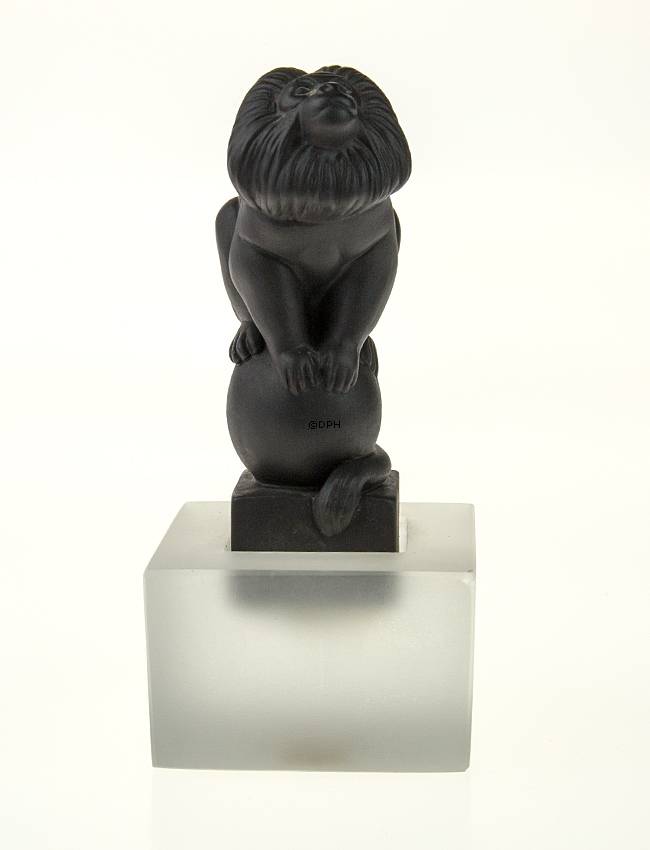 Schwarzer Goldenes Löwenäffchen, Royal Copenhagen Affenfigur Nr. 069