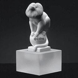 Weißes Goldenes Löwenäffchen, Royal Copenhagen Affenfigur Nr. 074