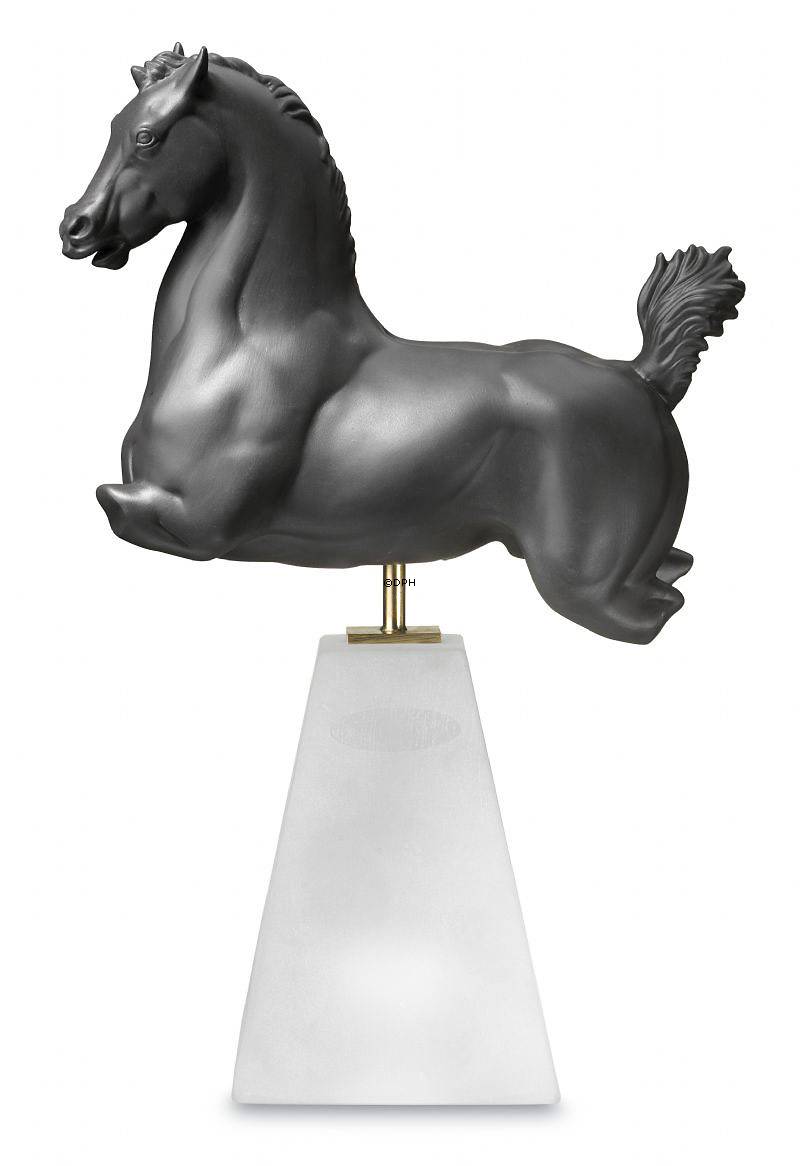 Schwarze Torsoskulptur, Pegasus-Pferd, Royal Copenhagen Bisquit Figur Nr. 075