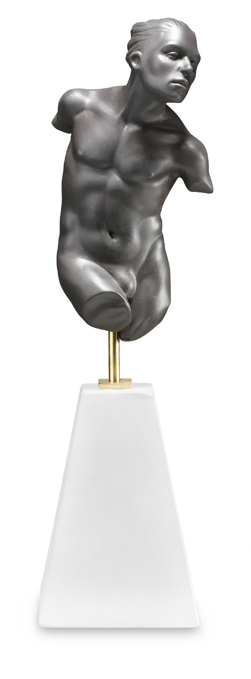 Schwarze Torsoskulptur, Adonis, männlich, Royal Copenhagen Bisquit Figur Nr. 076