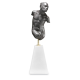 Schwarze Torsoskulptur, Adonis, männlich, Royal Copenhagen Bisquit Figur Nr. 076