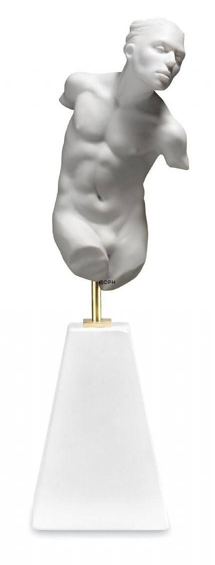 Weiße Torsoskulptur, Adonis, männlich, Royal Copenhagen Bisquit Figur Nr. 079