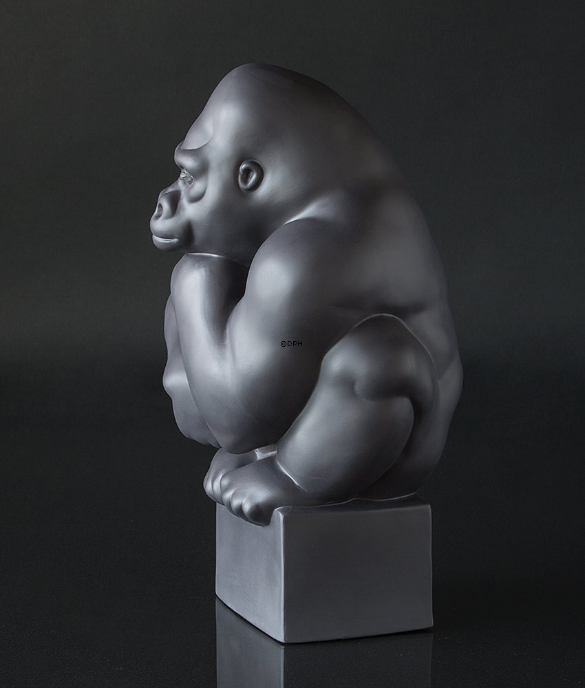 Große schwarze Gorilla Royal Copenhagen Affenfigur Nr. 084