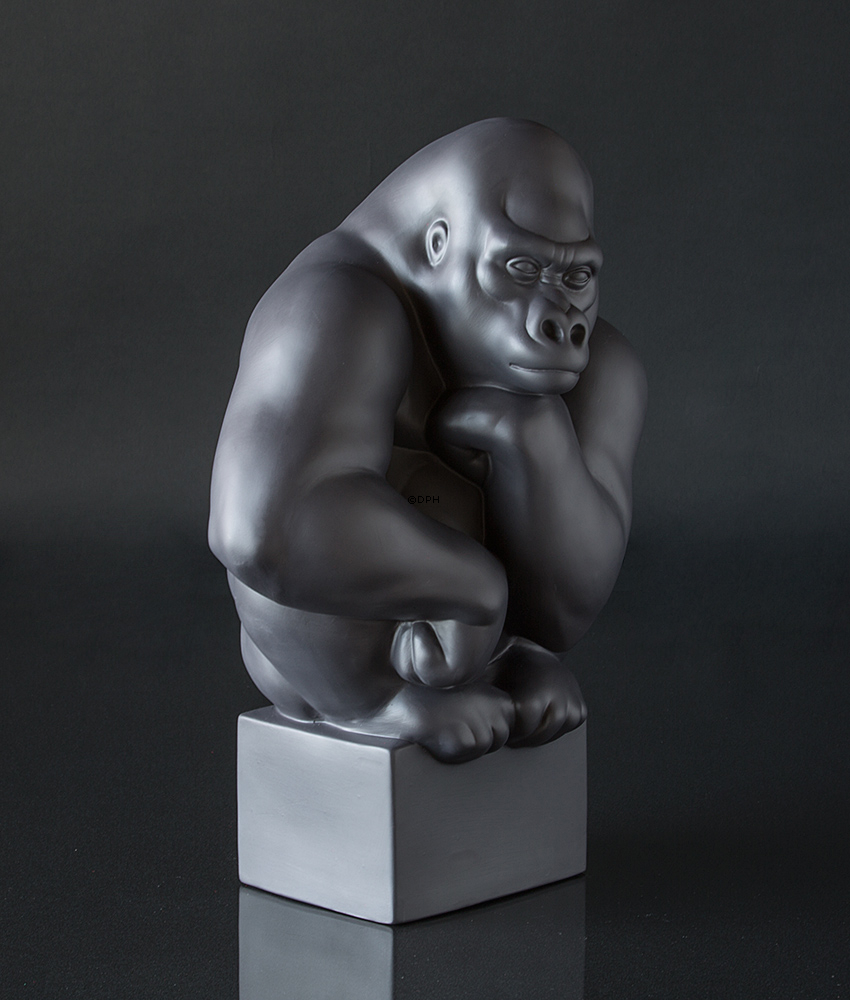 Große schwarze Gorilla Royal Copenhagen Affenfigur Nr. 084