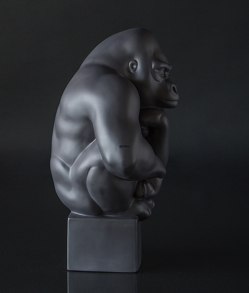 Große schwarze Gorilla Royal Copenhagen Affenfigur Nr. 084