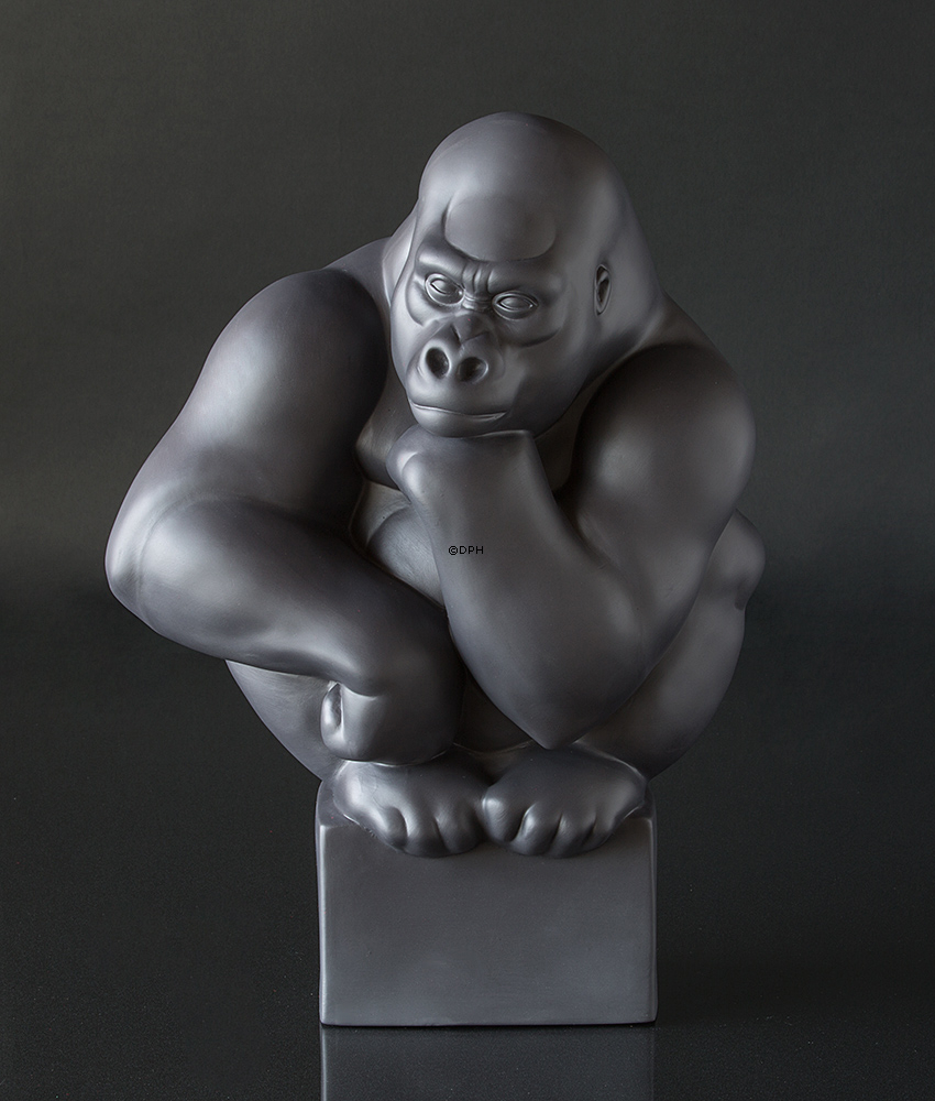 Große schwarze Gorilla Royal Copenhagen Affenfigur Nr. 084