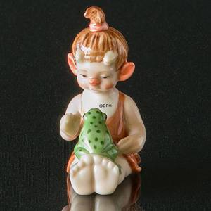 Troll, kleine Schwester mit Frosch, Royal Copenhagen Figur | Nr. 1249098 | DPH Trading