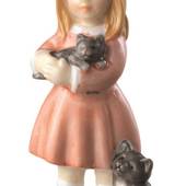 Mädchen steht mit Kätzchen, Minifigur Royal Copenhagen