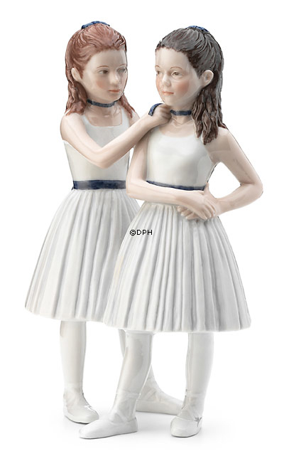Zwei Ballarinen stehen, Ballerina, Royal Copenhagen Figur Nr. 135