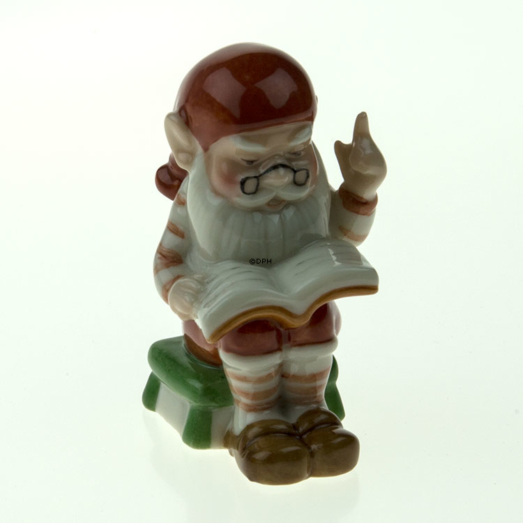 Wichtel mit Buch, Royal Copenhagen Weihnachtsfigur Nr. 175