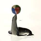 Seelöwe mit Ball, Royal Copenhagen Figur aus der Mini Zirkus Kollektion