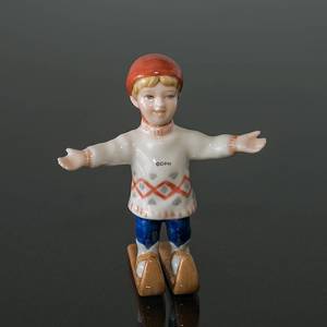 Jungen auf Ski, Mini Sommer und Winter Kinder, Royal Copenhagen Figur | Nr. 1249259 | DPH Trading