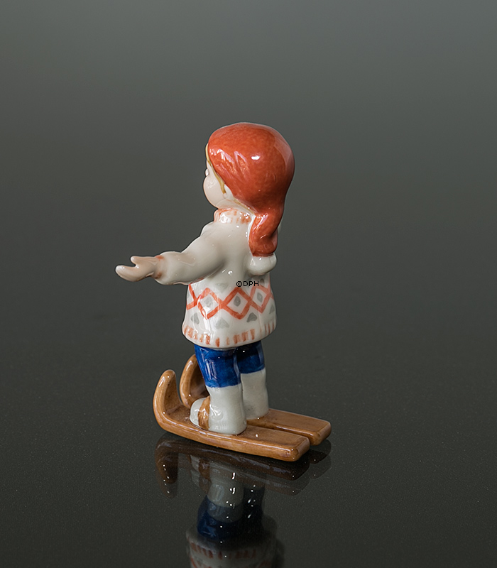 Jungen auf Ski, Mini Sommer und Winter Kinder, Royal Copenhagen Figur Nr. 259