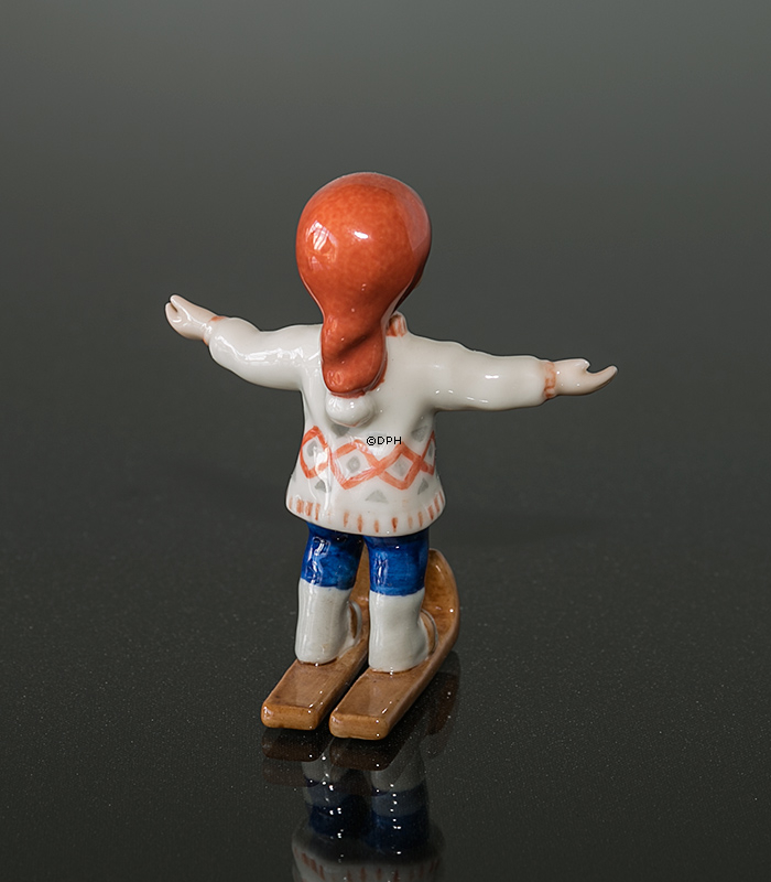 Jungen auf Ski, Mini Sommer und Winter Kinder, Royal Copenhagen Figur Nr. 259