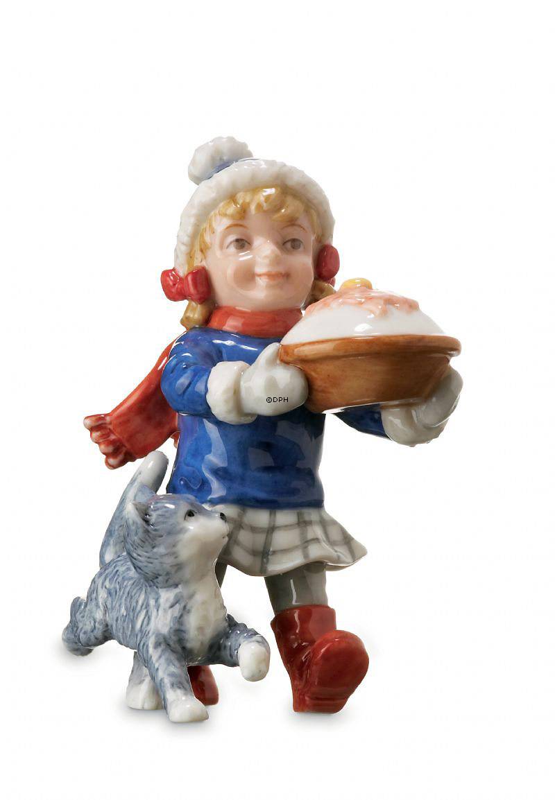 Mädchen mit Brei, Mini Sommer und Winter Kinder, Royal Copenhagen Figur Nr. 262