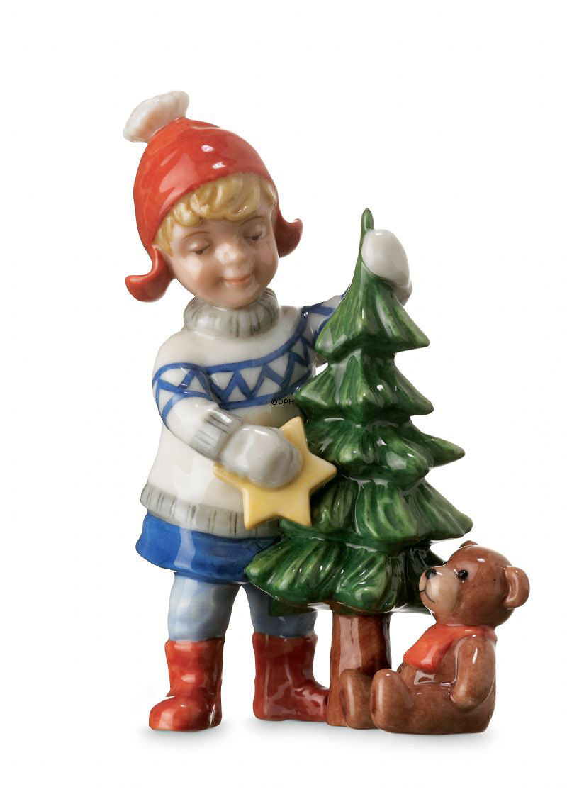Mädchen mit kleinem Weihnachtsbaum, Mini Sommer und Winter Kinder, Royal Copenhagen Figur Nr. 264
