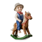 Junge auf Schaukelpferd, Mini Sommer und Winter Kinder, Royal Copenhagen Figur Nr. 265