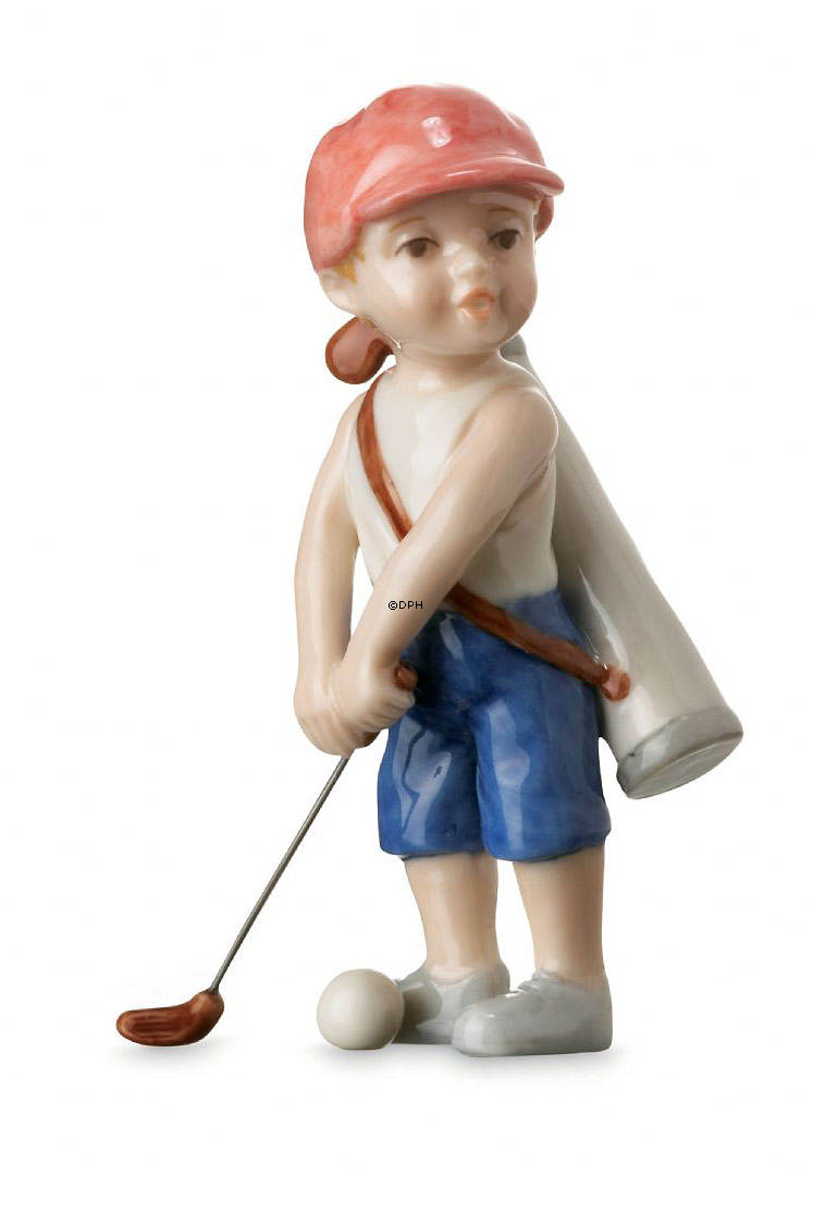 Junge spielt Golf, Mini Sommer und Winter Kinder, Royal Copenhagen Figur Nr. 267