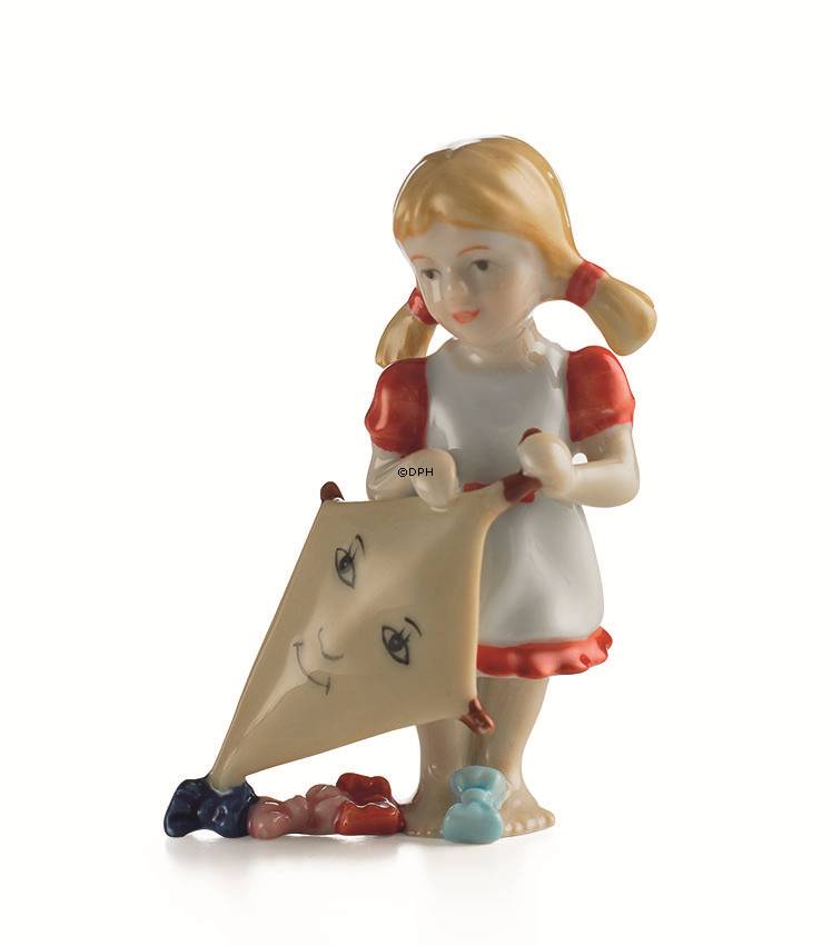 Mädchen mit Drachen, Mini Sommer und Winter Kinder, Royal Copenhagen Figur Nr. 270