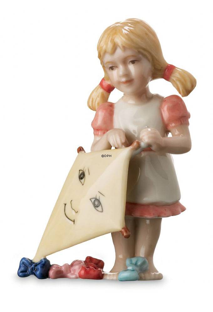 Mädchen mit Drachen, Mini Sommer und Winter Kinder, Royal Copenhagen Figur Nr. 270