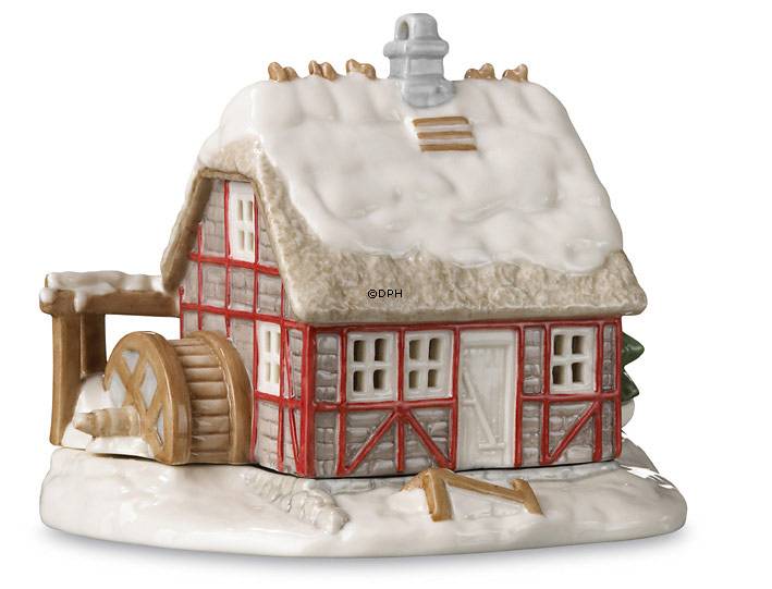 Teelichthäuschen, Wassermühle, Royal Copenhagen Kerzenhalter Nr. 283