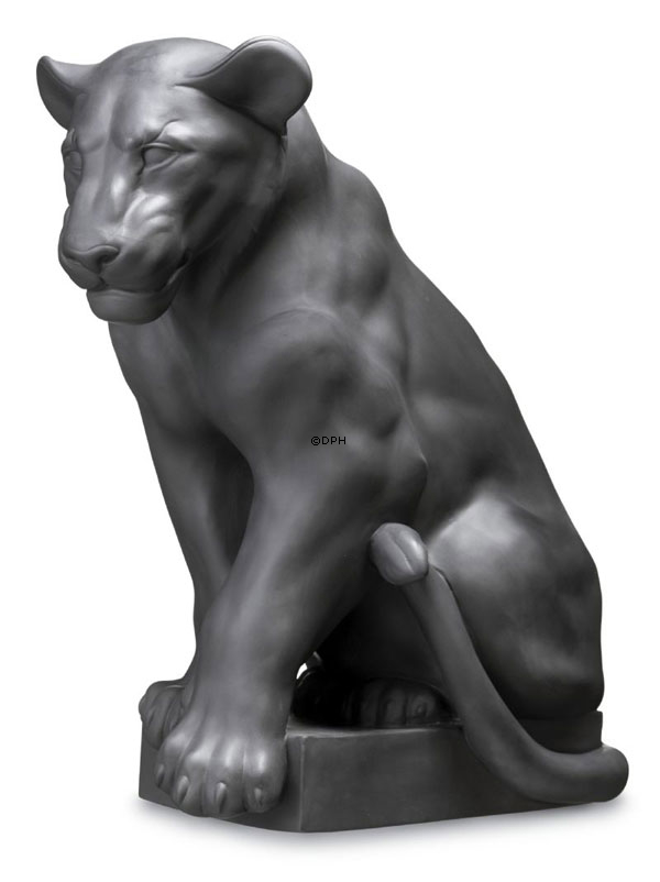 Skulptur des schwarzen Löwes, Royal Copenhagen Figur Nr. 340