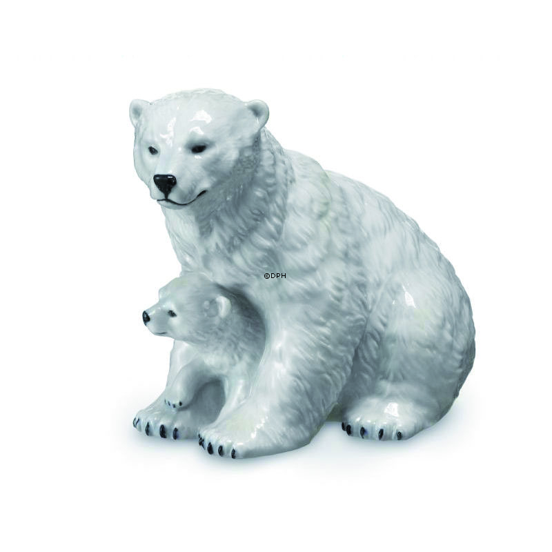 Eisbär mit Jungen, Royal Copenhagen Figur Nr. 353