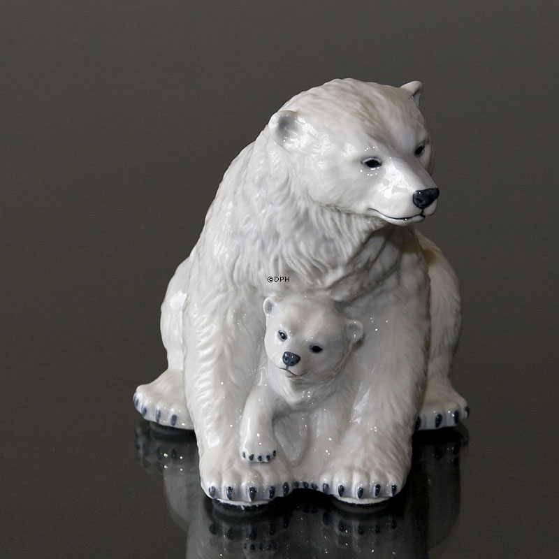 Eisbär mit Jungen, Royal Copenhagen Figur Nr. 353