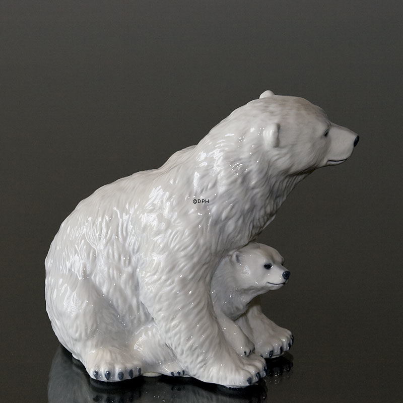 Eisbär mit Jungen, Royal Copenhagen Figur Nr. 353