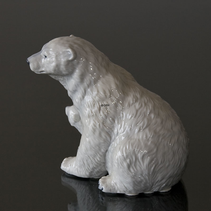 Eisbär mit Jungen, Royal Copenhagen Figur Nr. 353