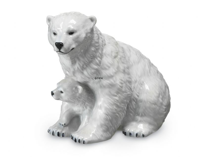 Eisbär mit Jungen, Royal Copenhagen Figur Nr. 353