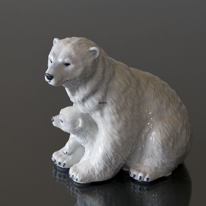 Eisbär mit Jungen, Royal Copenhagen Figur Nr. 353