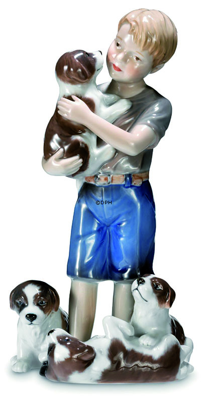 Junge mit Welpen, Royal Copenhagen Figur Nr. 362