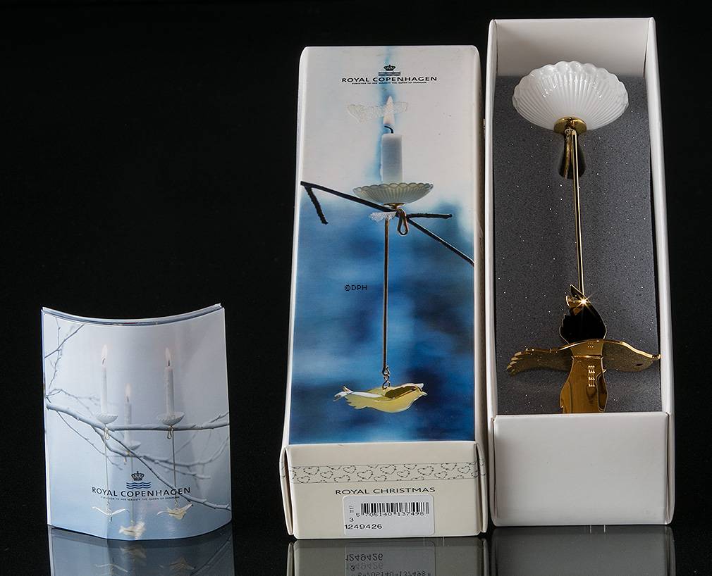 Kerzenhalter, rot vergoldet, Vogel