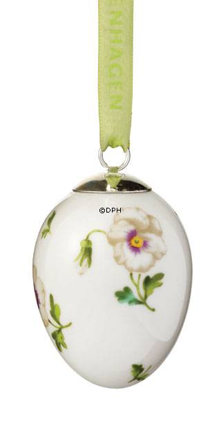 Osterei, weiße Stiefmütterchen, Royal Copenhagen Osterei 2007