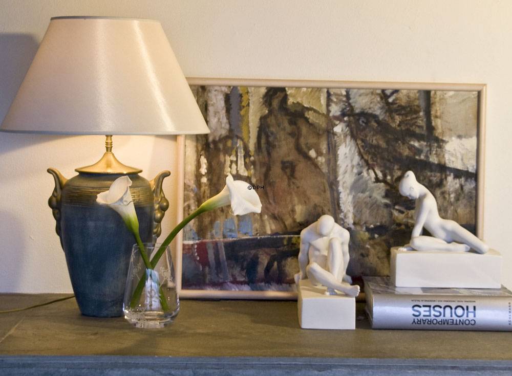 Glasvase mit Musselmalet Dekoration in Relief, klar, Royal Copenhagen Nr. 482