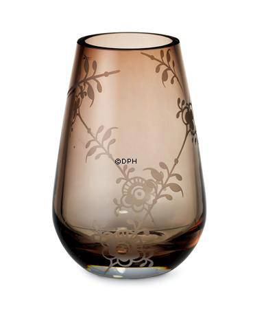 Glasvase mit Musselmalet Dekorationation in Relief, farbig, Royal Copenhagen Nr. 483