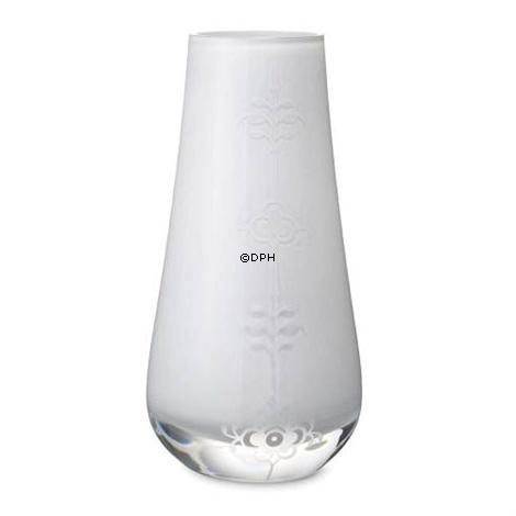 Glasvase mit Musselmalet Dekoration in Relief, Opalwei&#xDF;, Royal Copenhagen Nr. 484