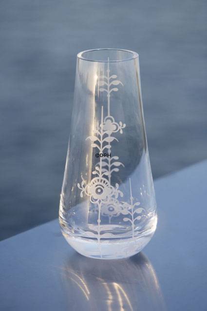 Glasvase mit Musselmalet Dekoration in Relief, klar, Royal Copenhagen Nr. 485