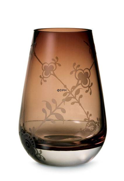 Glasvase mit Musselmalet Dekoration in Relief, Altrosa, Royal Copenhagen Nr. 486