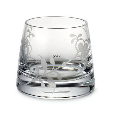 Glasteelichthalter mit Musselmalet Dekoration in Relief, klar, Royal Copenhagen Nr. 490