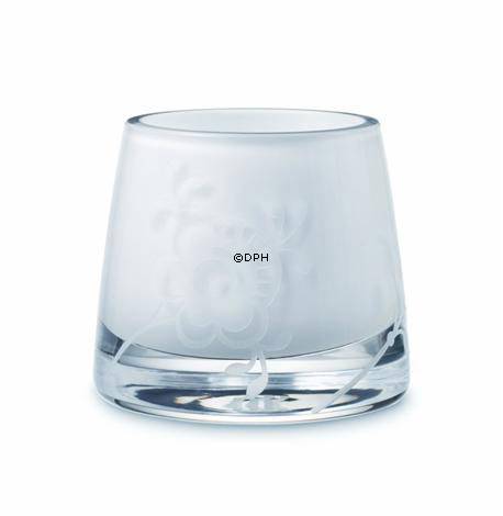 Glasteelichthalter mit Musselmalet Dekoration in Relief, Opal, Royal Copenhagen nr. 491