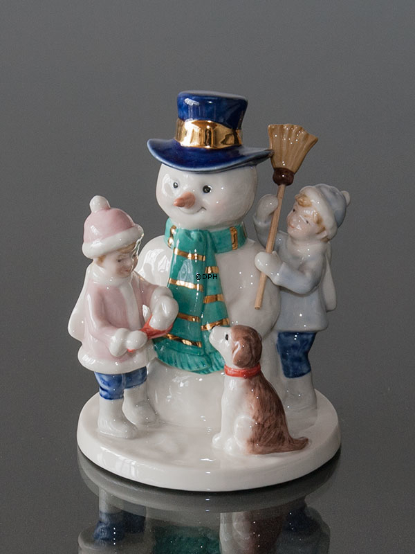 Clara & Peter mit Schneemann, Royal Copenhagen Figur Nr. 550